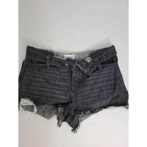 Urban Outfitters BDG Jean Shorts Womens SZ 29 Fold Over Waist Button Fly Black - Picture 2 of 10